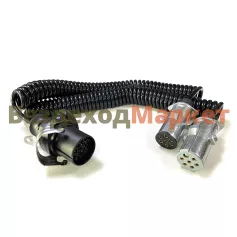 Кабель электрический прицепа KR-3828 /15Pin, выход 2х7 Pin. 1-полюсный сдвоенный L=4500мм металл. штекеры /KRAL/